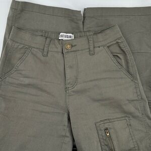 DISCLOSURE Olive Green Cargo Pants Women Size 5/27 Zipper Pocket Utility